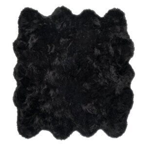 Luxe Home Decor Gordon Faux Sheepskin Octo Rug | 1-Piece | Black | 6'x6'